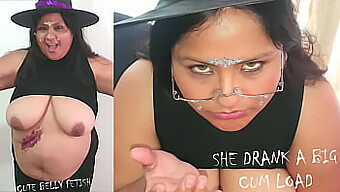 Cum Swallowing And Belly Play In Halloween Video