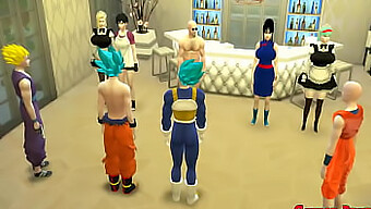 Dragon Ball Porno Bölümü 63, Hizmetçi Goku, Gohan, Vegeta Ve Clirin'In Kontrolü Ele Alıp Sadakatsiz Eşleri Cezalandırıyor